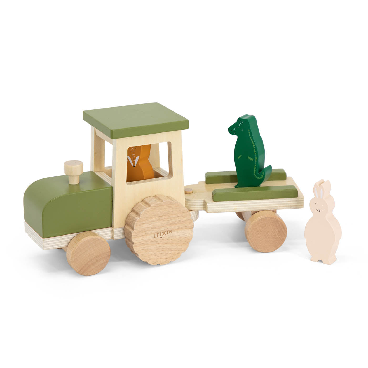 Traktor aus Holz mit Anhänger  "Animals" I Trixie