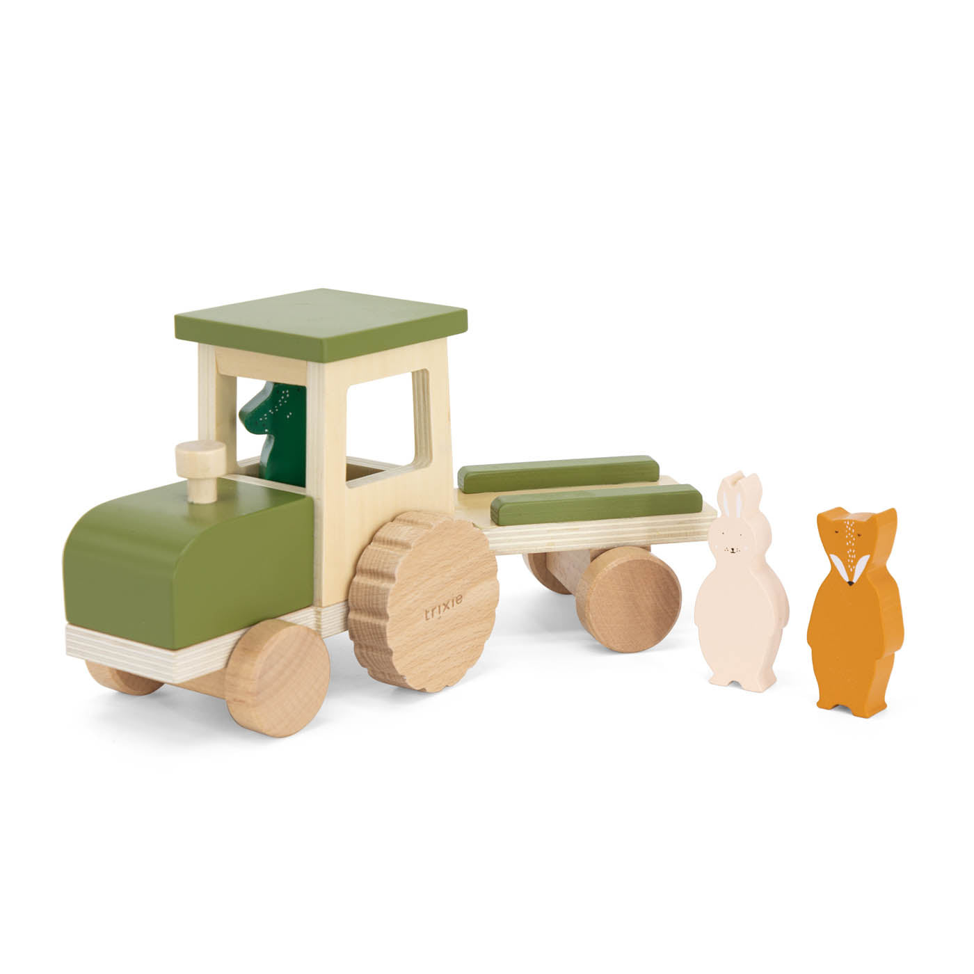 Traktor aus Holz mit Anhänger  "Animals" I Trixie
