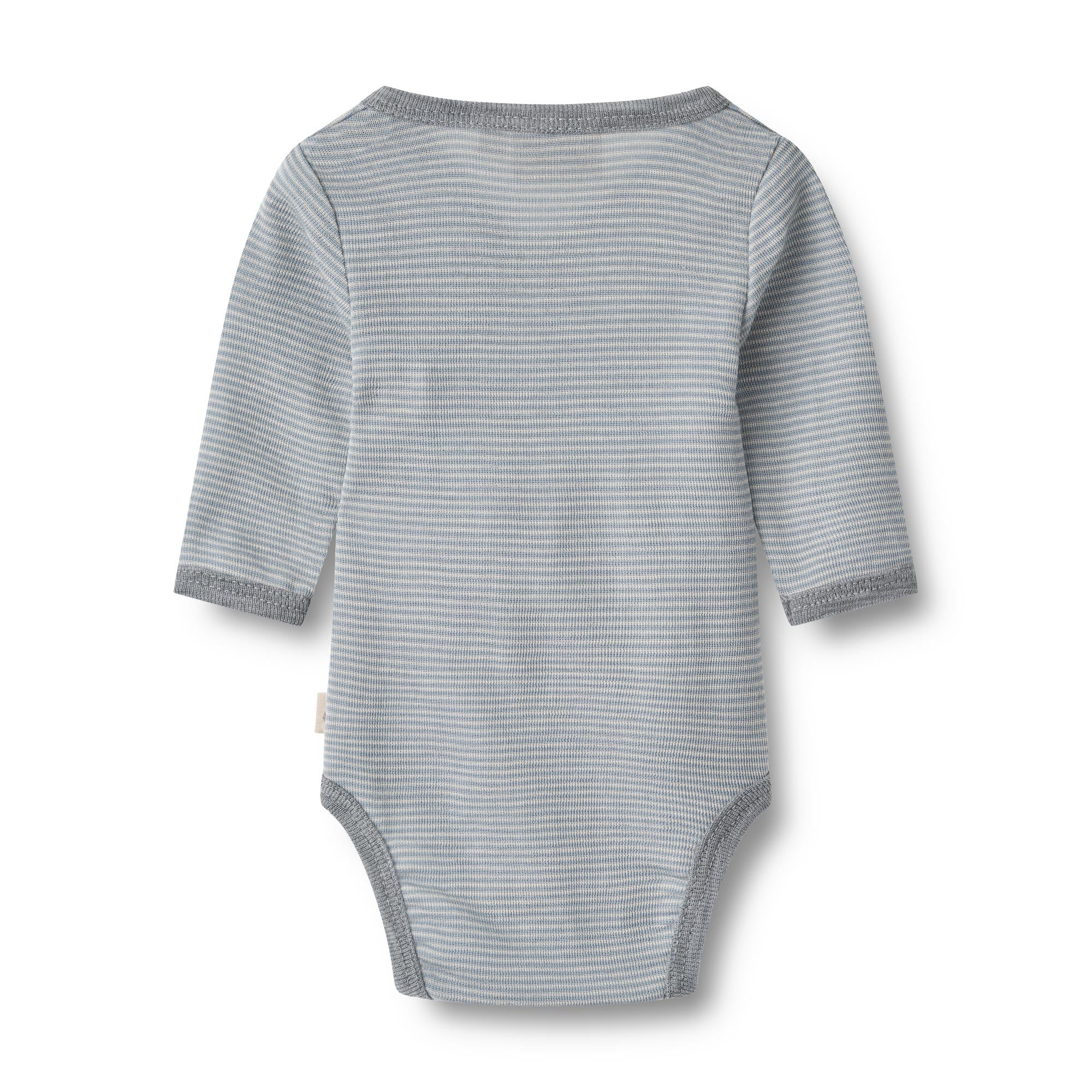 Wolle Wickelbody mit Namen "Willow - Cloudy Sky Stripe" I Wheat