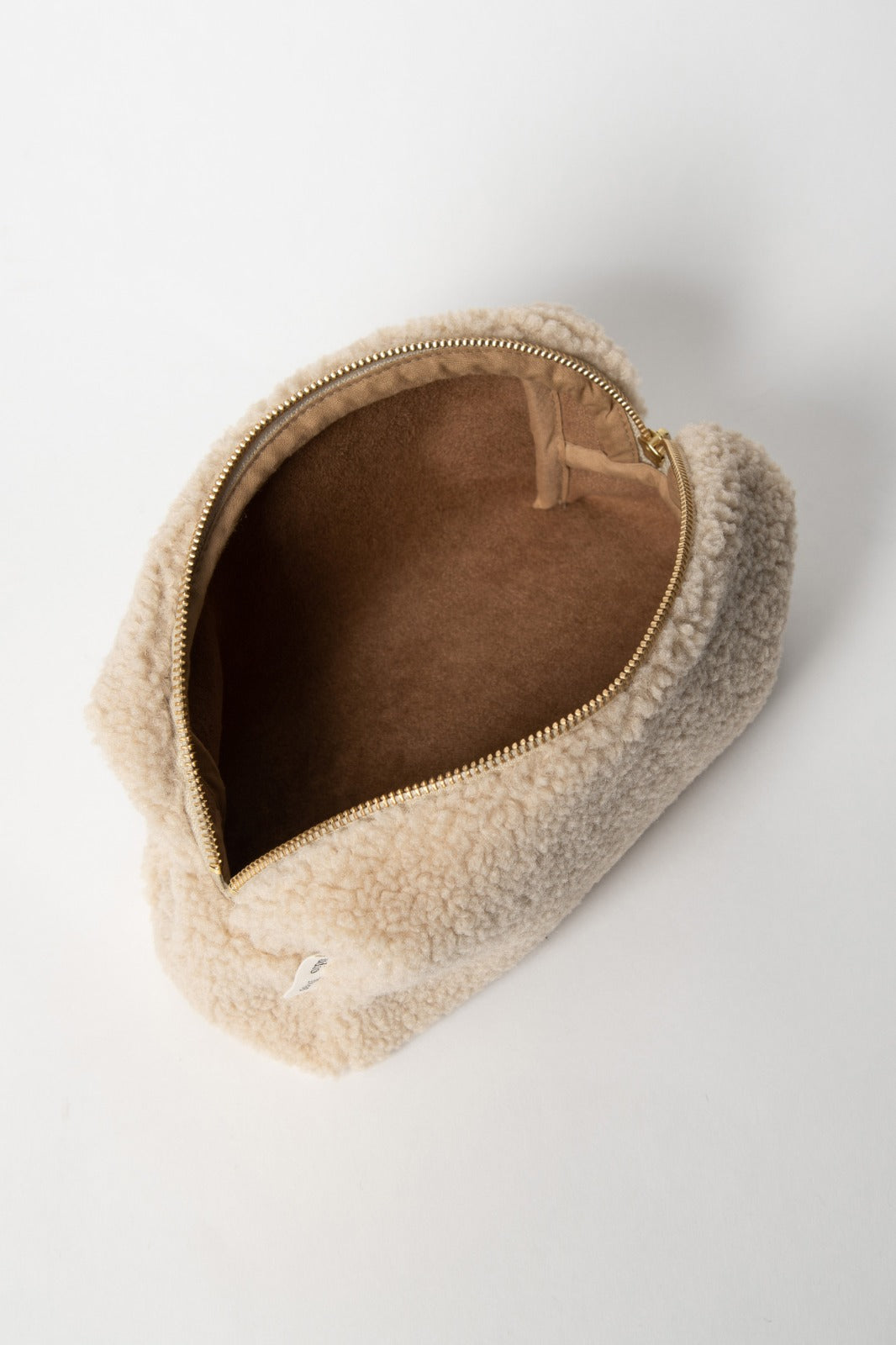 Täschchen/Kleine Windeltasche/Kosmetiktasche Teddy Wollweiß "Ecru Teddy Pouch" I Studio Noos