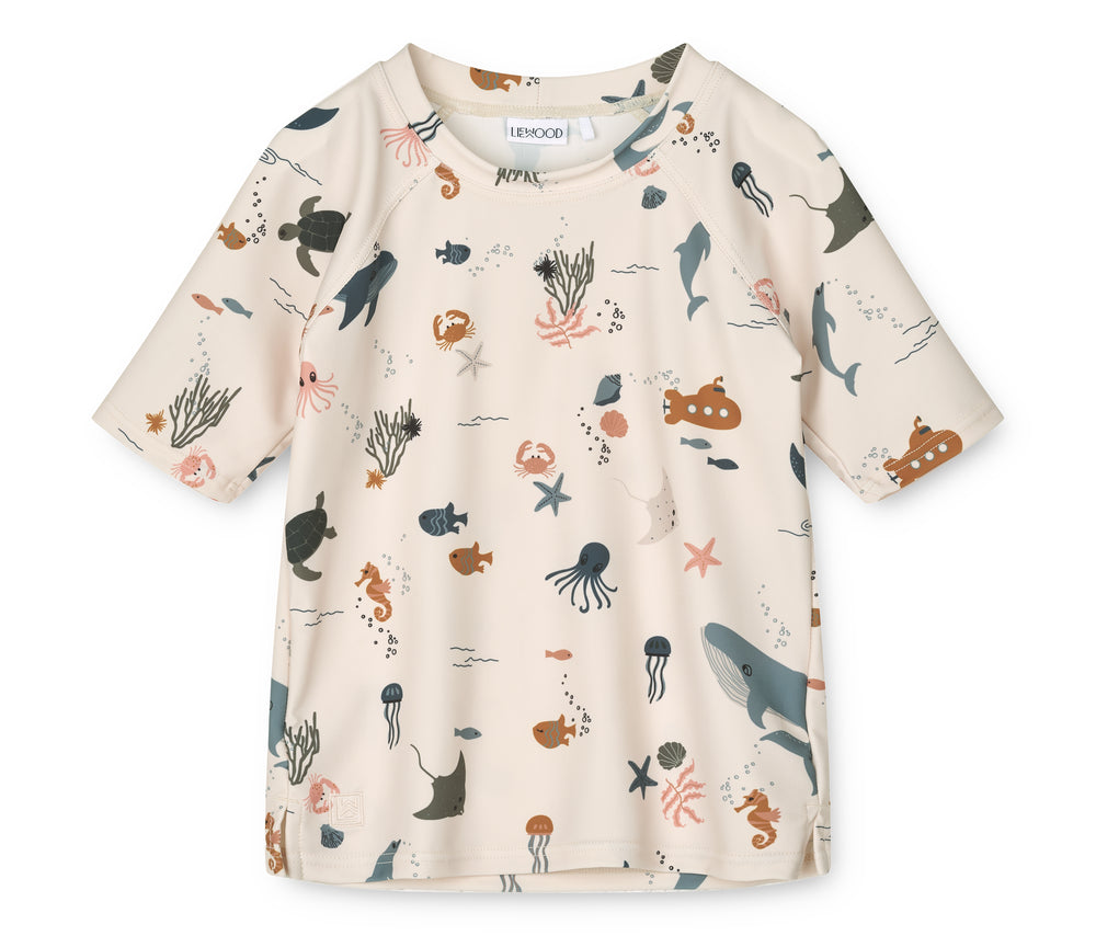 Schwimm-Shirt Kurzarm/UV-Shirt "Noah - Sea Creature/Sandy" I Liewood