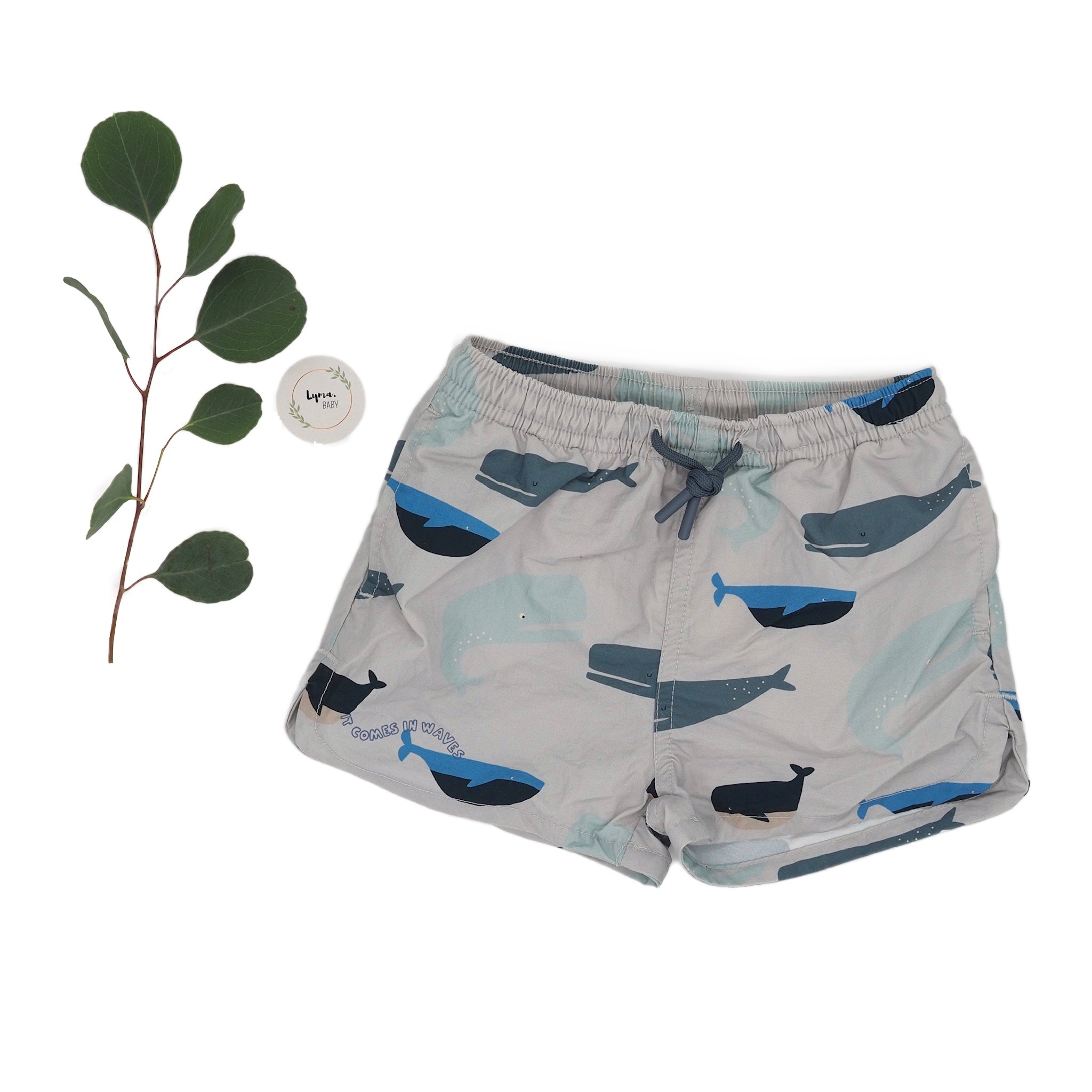 Badeshorts mit UV-Schutz "Aiden - Whales/Cloud Blue" I Liewood