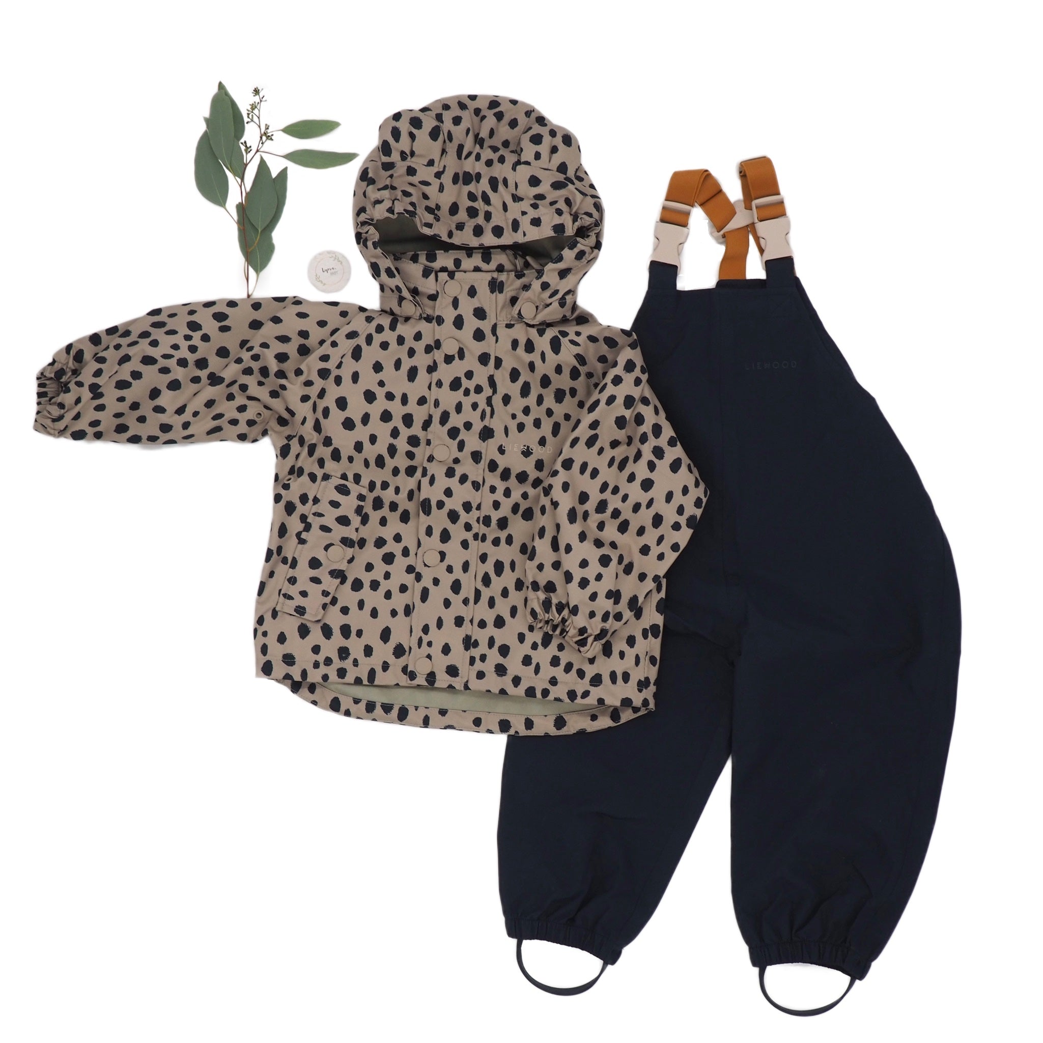 Softshell Regenbekleidungsset "Dakota - Leo Spots/Mist" und "Manu - Classic Navy"  I Liewood