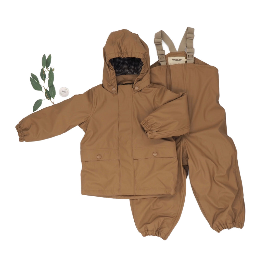 Regenbekleidungsset Thermo Regebjacke"Aju - Cappuccino" und Thermo Regenhose "Lian - Cappuccino" I Wheat