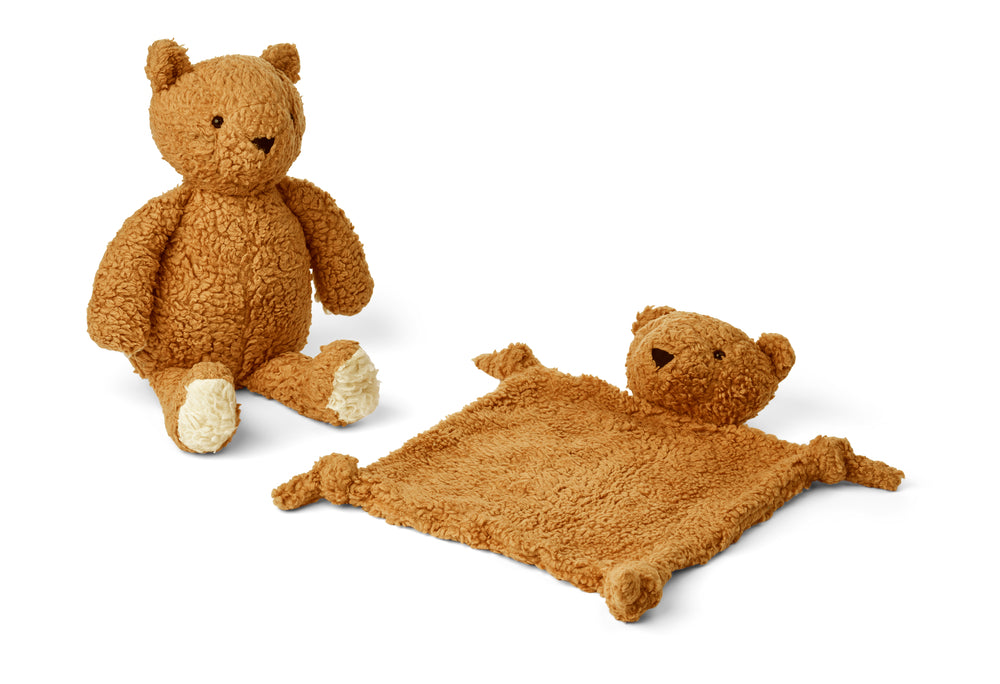 Babygeschenk/Geschenkbox Schmusetuch und Kuscheltier "Ted - Mr. Bear/Golden Caramel" I Liewood