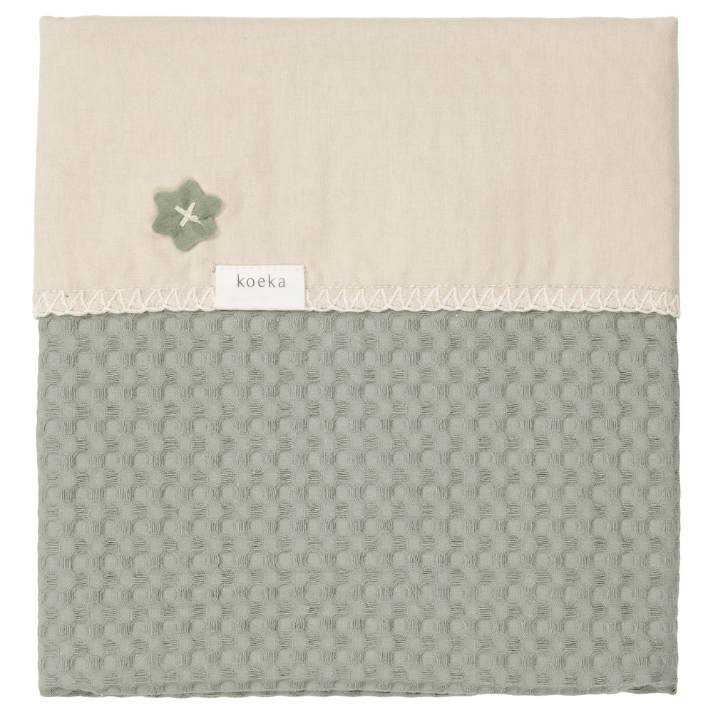 Babydecke „Flanell - Antwerp - shadow green/soft sand“ 75x100 cm - personalisiert I Koeka