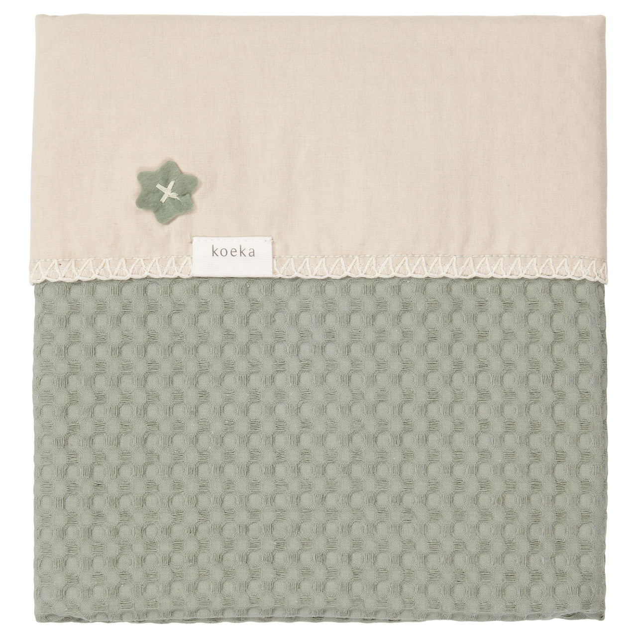 Babydecke „Flanell - Antwerp - shadow green/soft sand“ 75x100 cm - personalisiert I Koeka