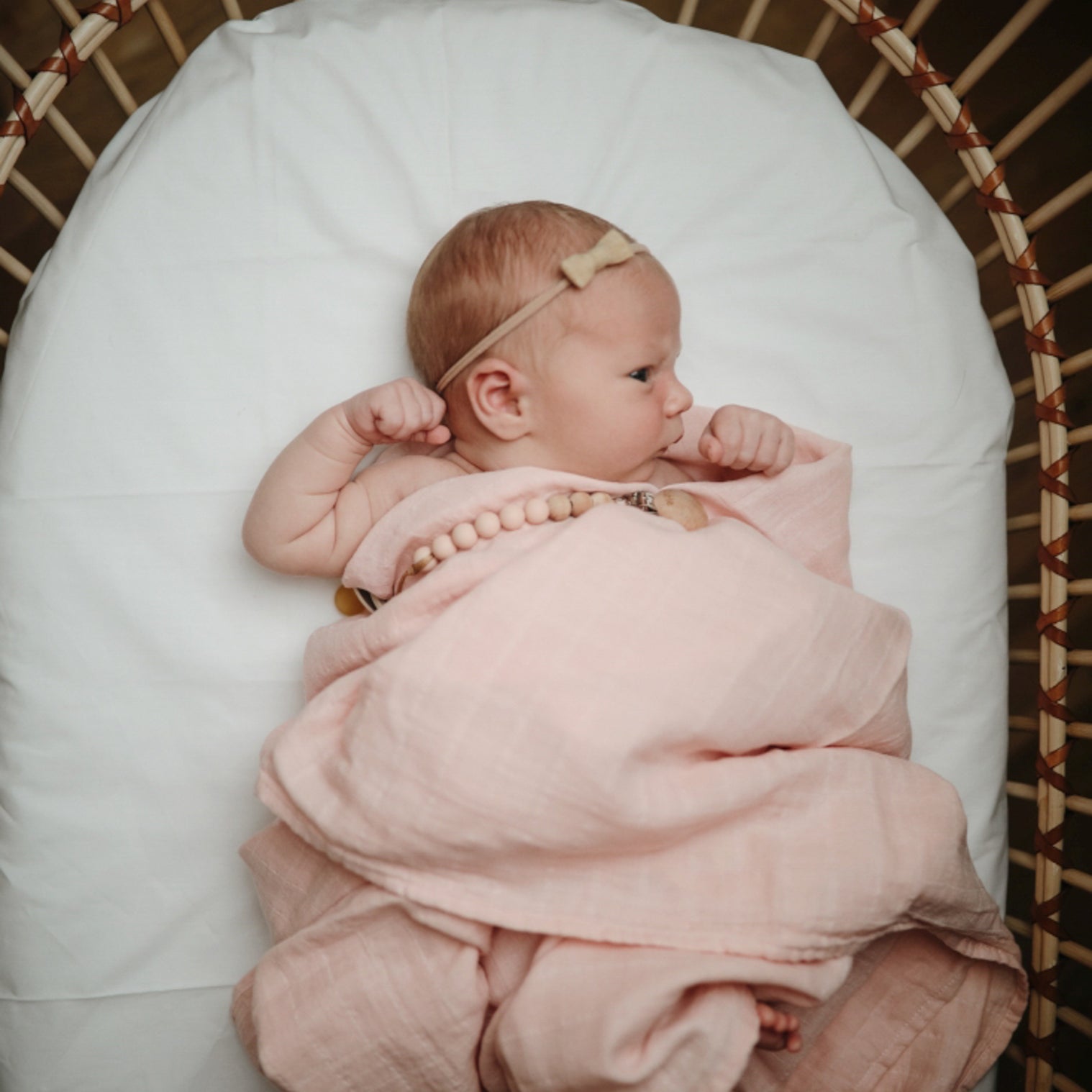 Musselin Pucktuch „Swaddle Blanket Rose Vanilla I Mushie